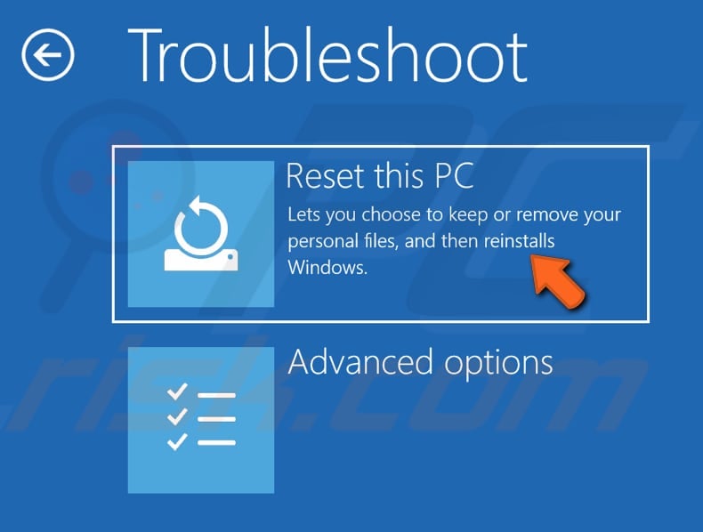 reset your pc step 1