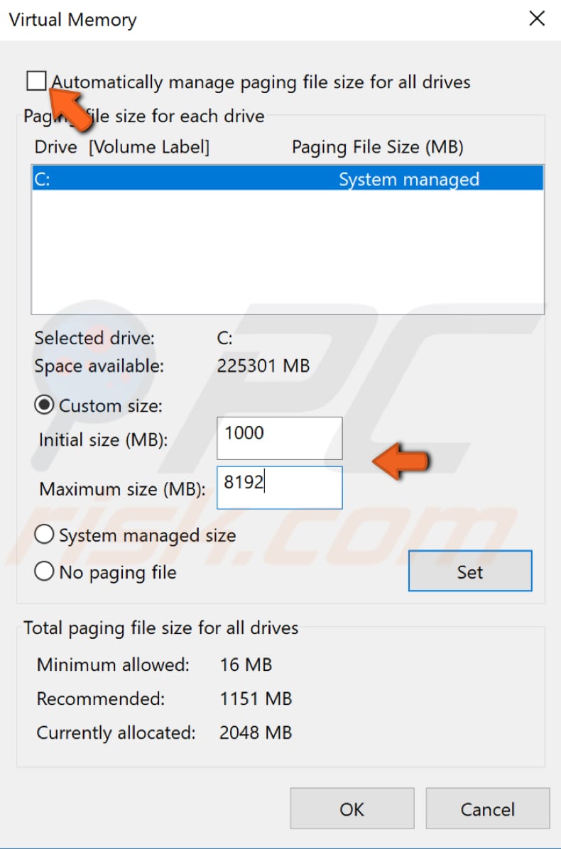 increase virtual memory step 4