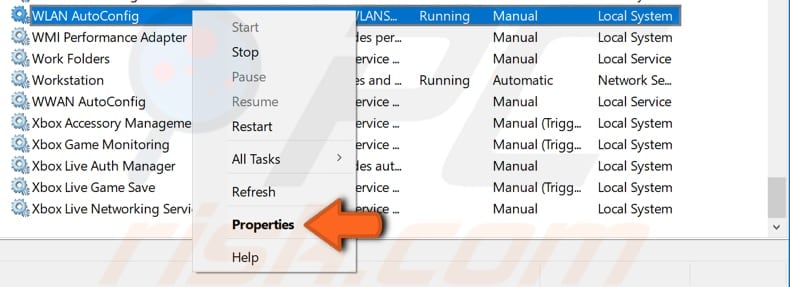 change wlan autoconfig service's startup type step 2