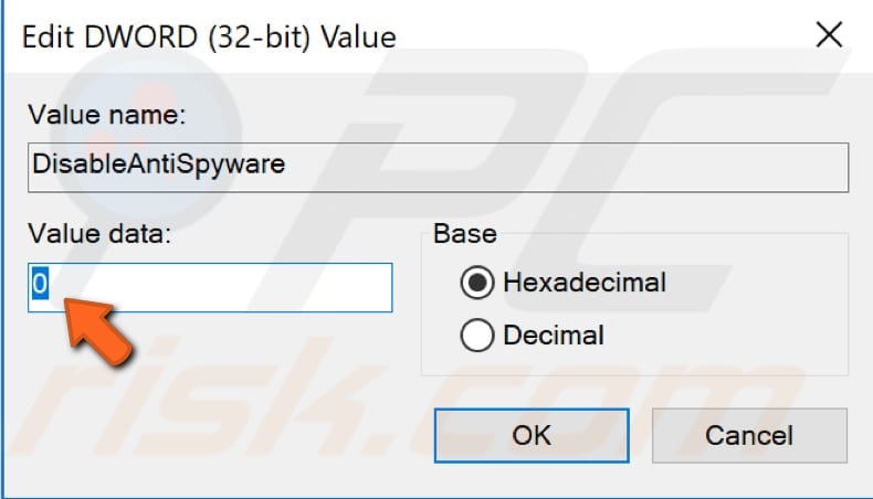 enable windows defender via registry editor step 4
