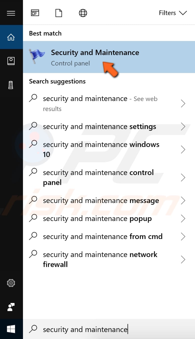 enable windows defender through security and maintenance step 1