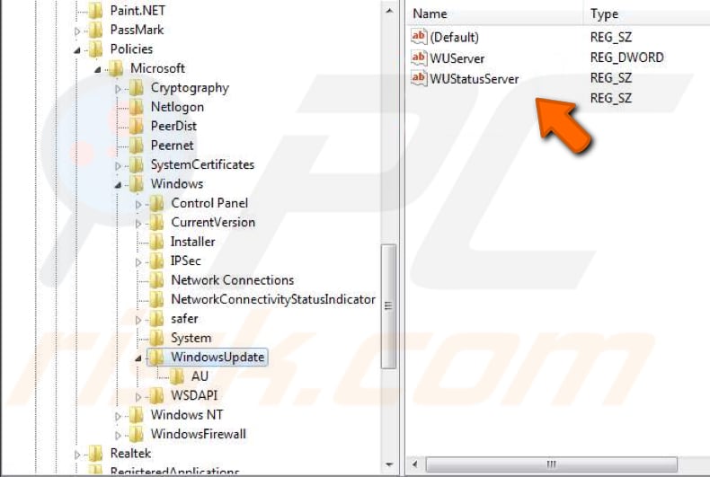 remove registry keys step 2