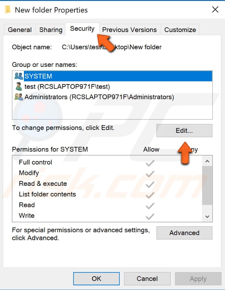 give full control to administrators step 2