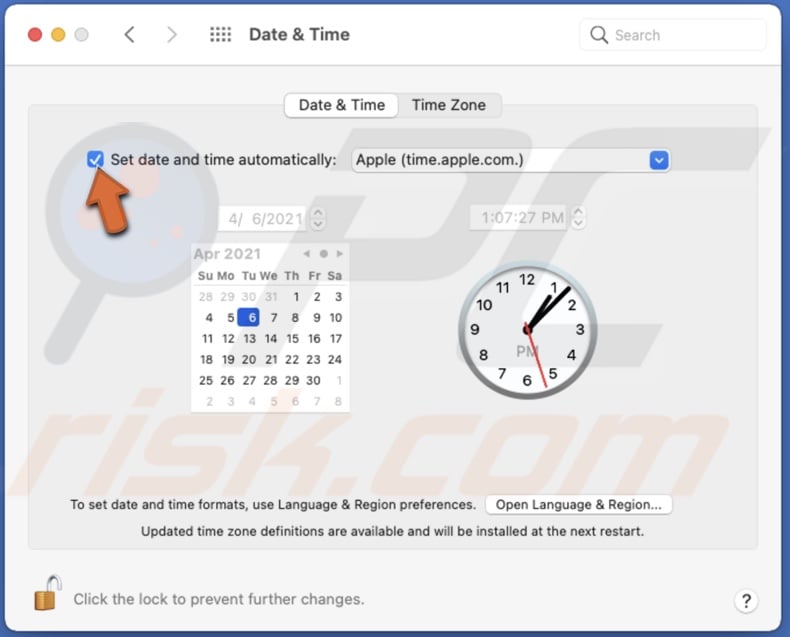 Set date and time automatically
