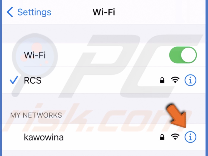 Tap on information icon