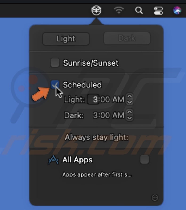 Schedule Dark Mode 
