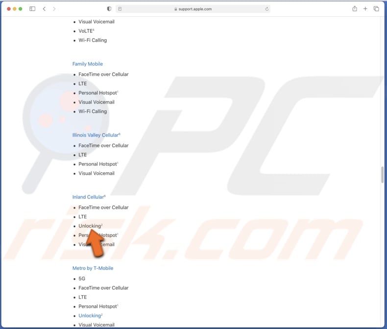 Check carrier unlocking possibility