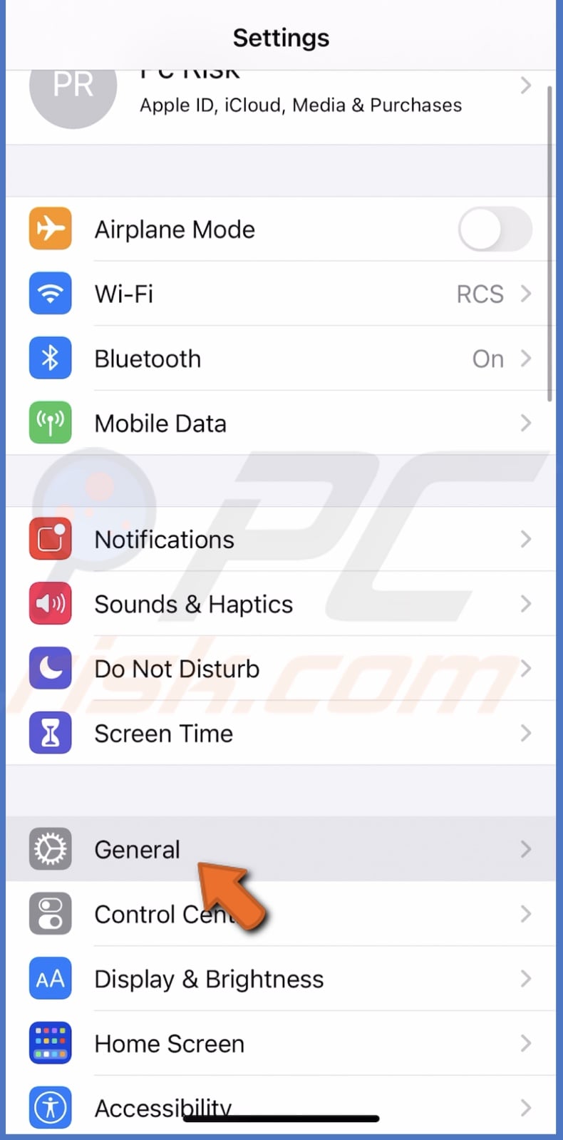 Go to General settings