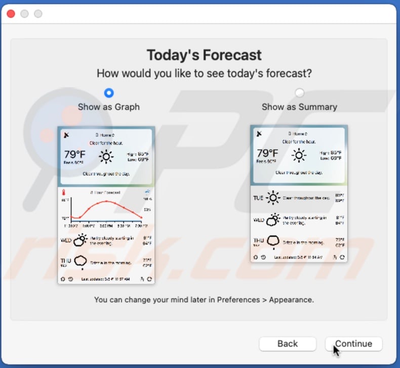 Choose how you want to see today's forecast
