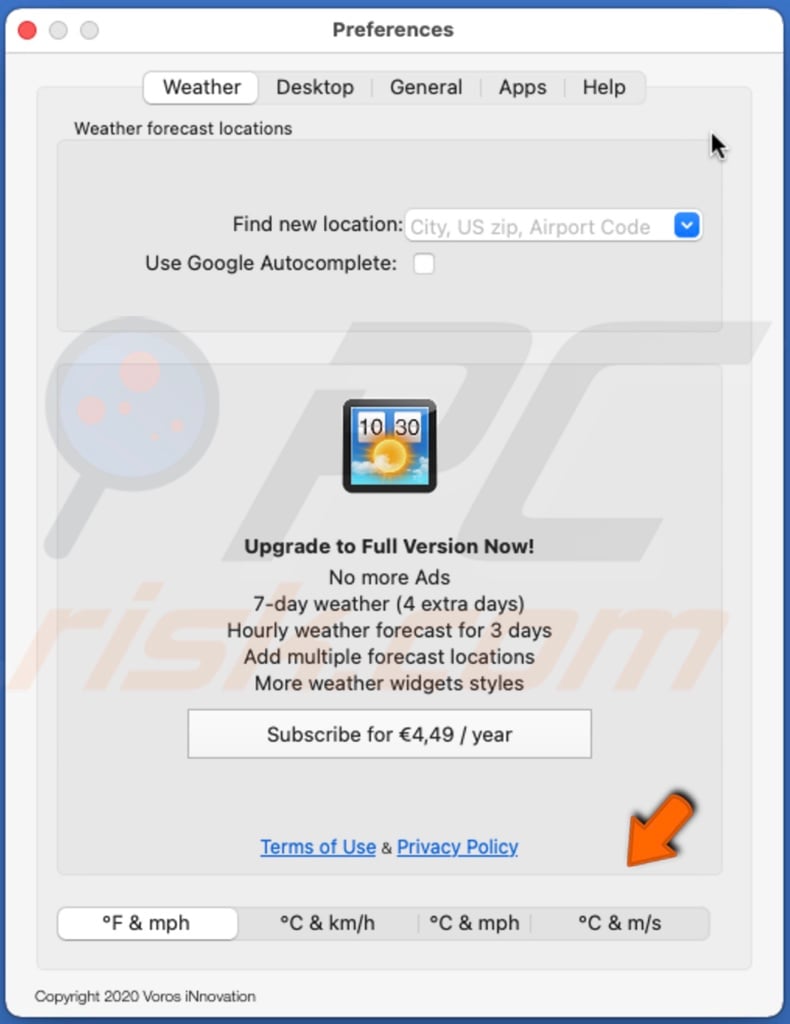 Choose units for Weather Widget