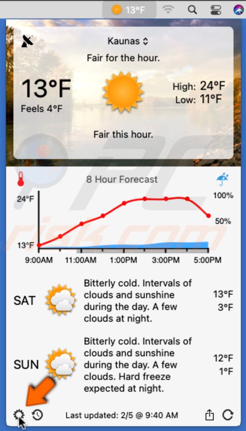 Click on the gear icon to access Forecast Bar settings
