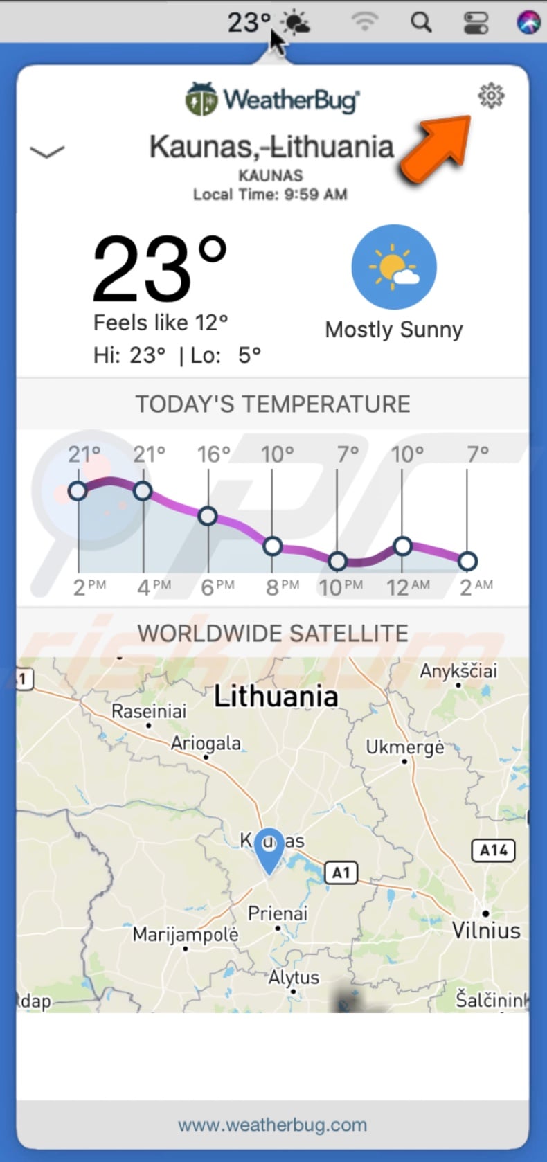 Go to Weatherbug preferences