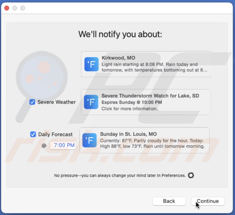 Manage notifications in Forecast Bar