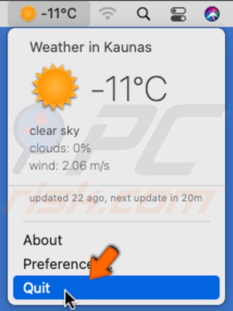 Quit Weather for Status Bar