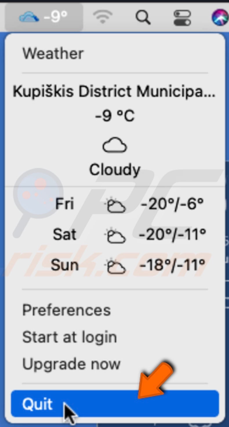Quit Weather Widget Desktop
