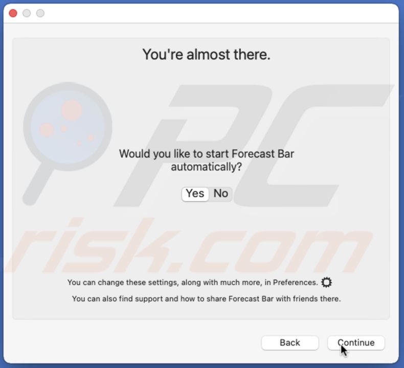 Choose if you want the Forecast Bar to start automatically