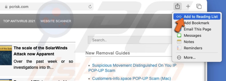 Add to Reading List on Mac