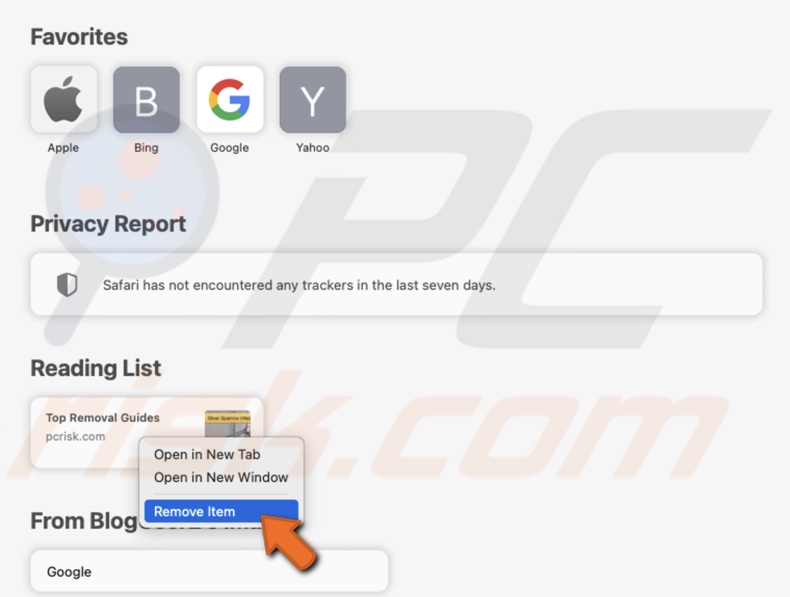 Remove website from the Reading List on macOS Big Sur