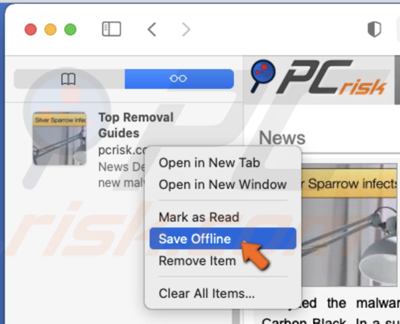 Save website for offline reading