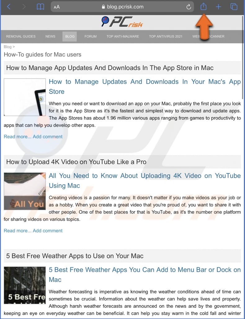 Tap on the Share button
