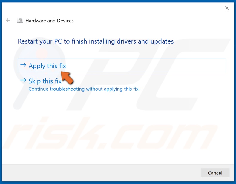 Click apply this fix