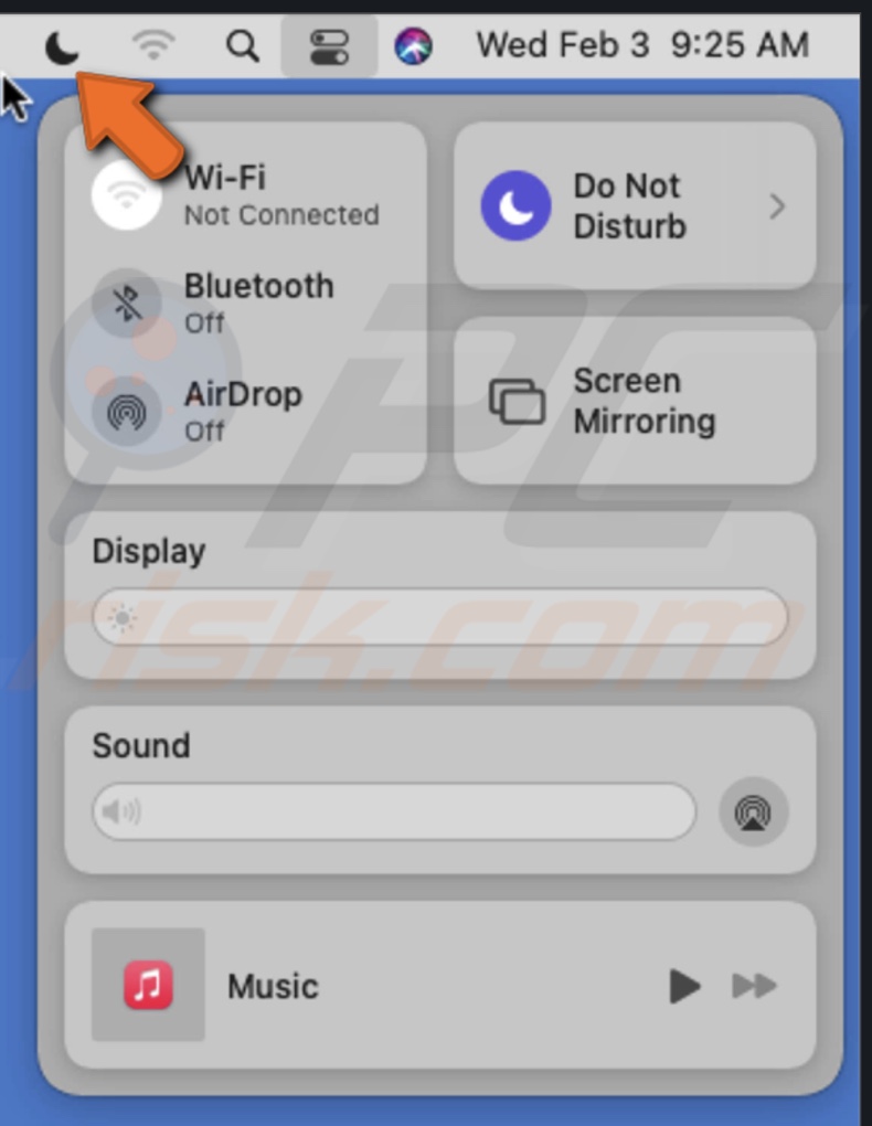 Drag Do Not Disturb to menu bar