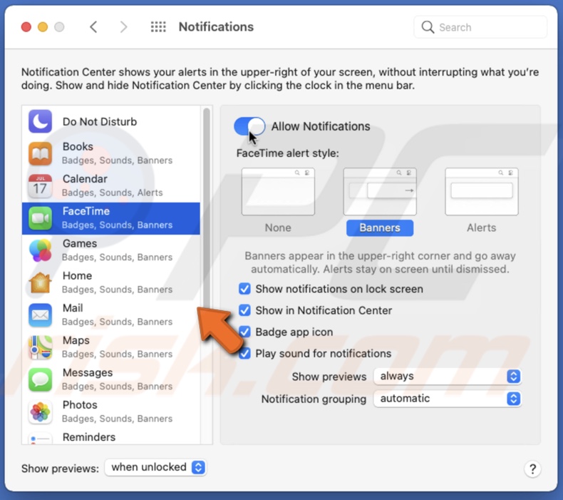 Select the app you want to mute