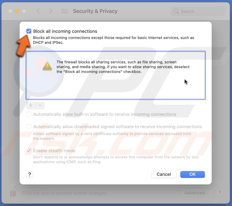 Allow all incoming connections