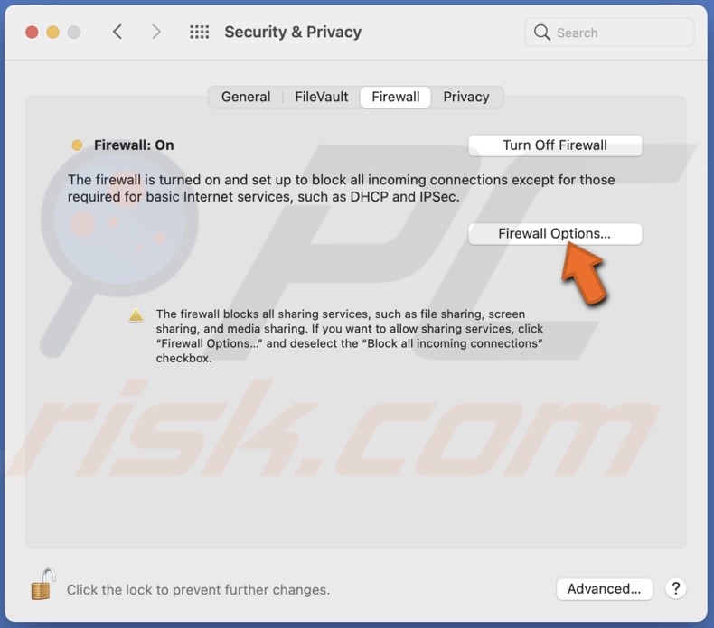 Go to Firewall Options
