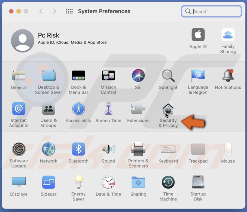 Go to Security & Privacy