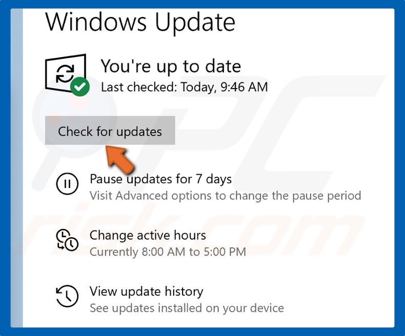 Click the Check for Updates button