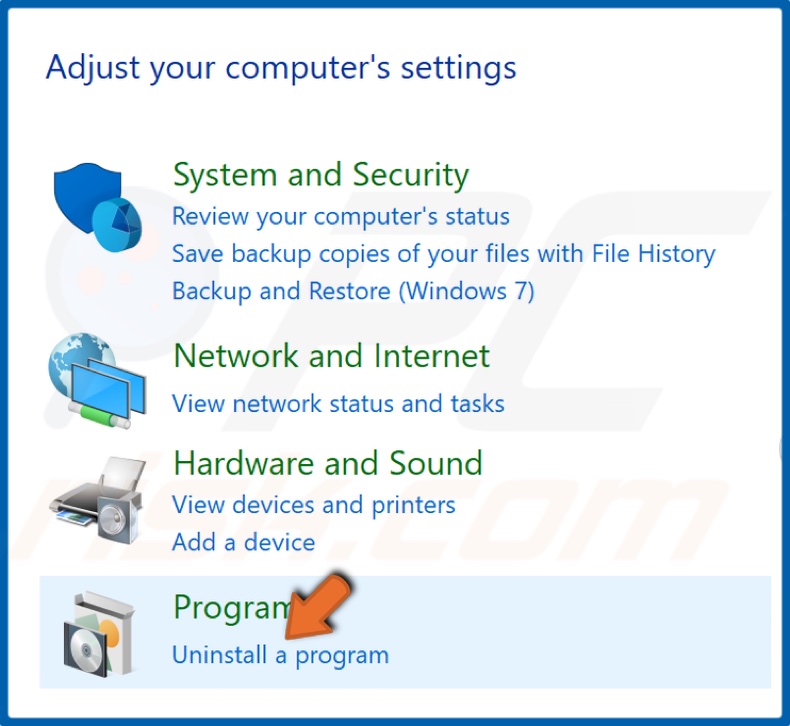 Click Uninstall a Program