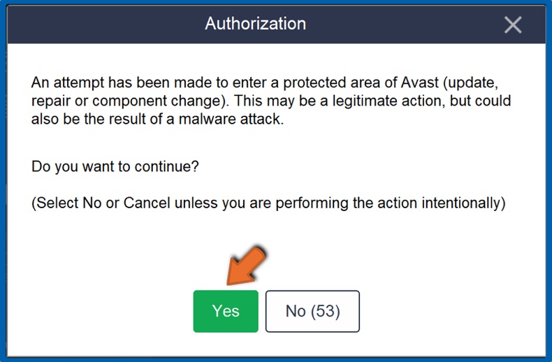 Click Yes to authorize the repair