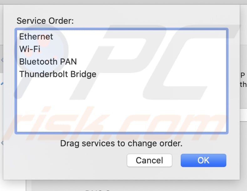 Drag services to Set Service Order