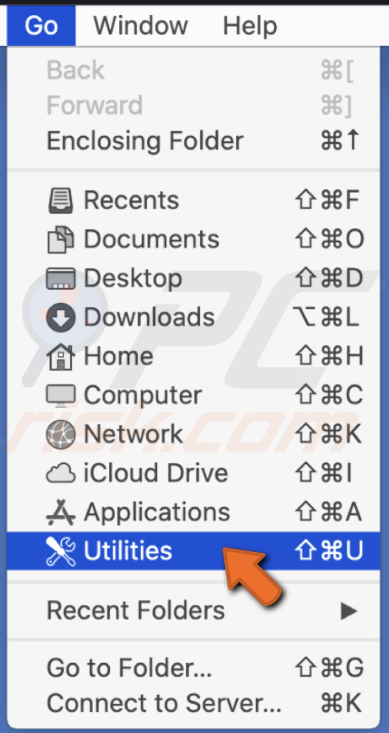 Go to Utilities folder