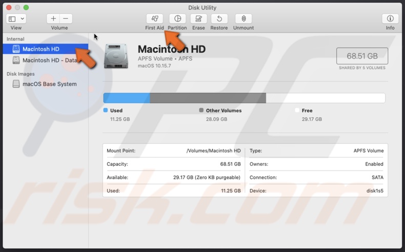 Click on First Aid in Recovery HD