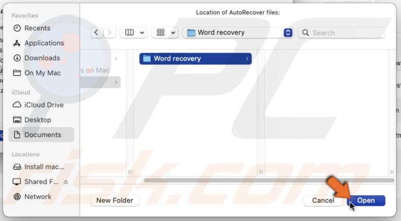 Choose autorecovery file location