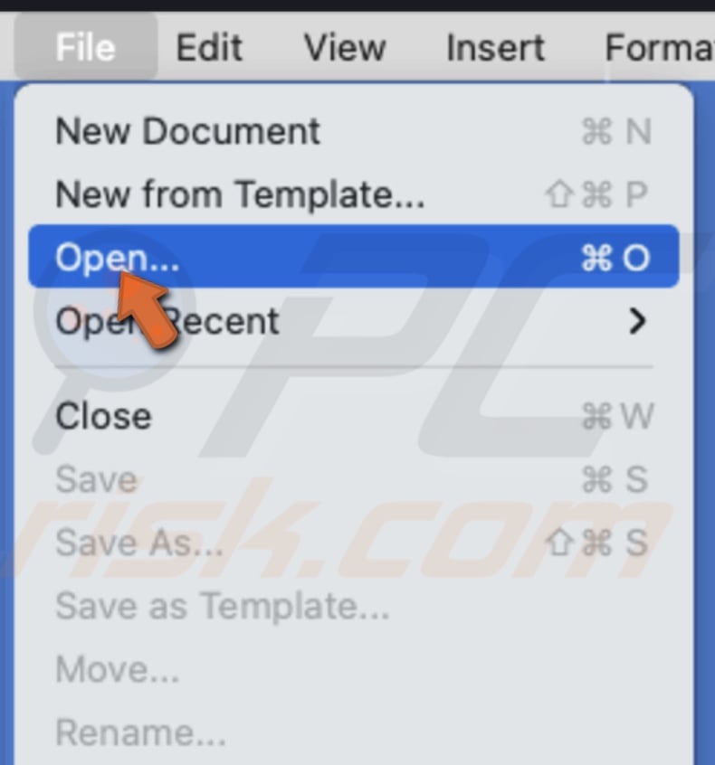 Go to File and click on Open