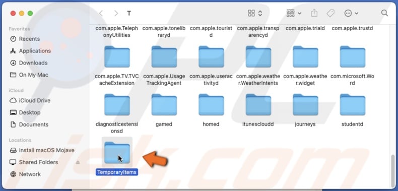 Open TemporaryItems folder
