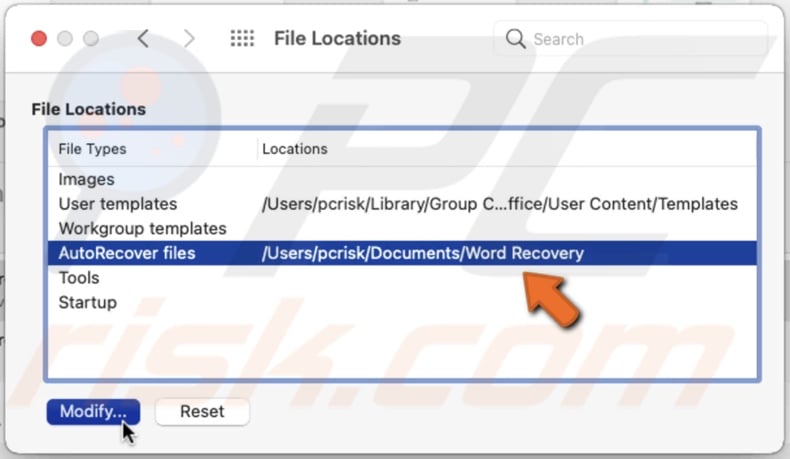 View AutoRecovery file location