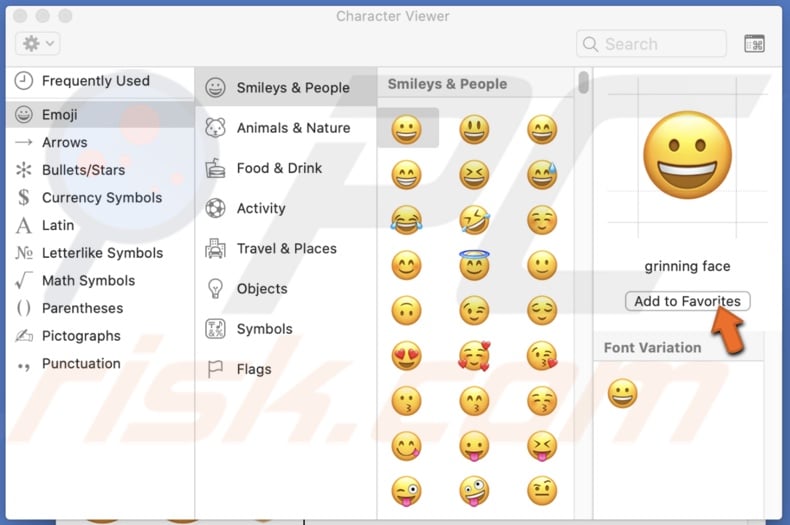 Add emoji to favorites list