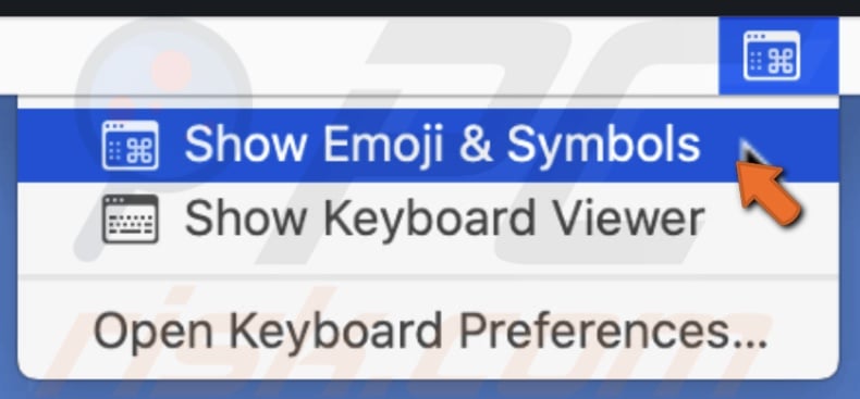 Click on Show Emoji & Symbols
