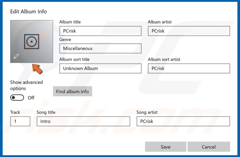 Click the album artwork placeholder