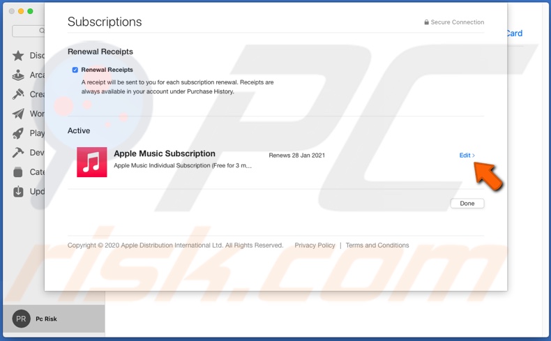Edit Apple Music subscription in App Store