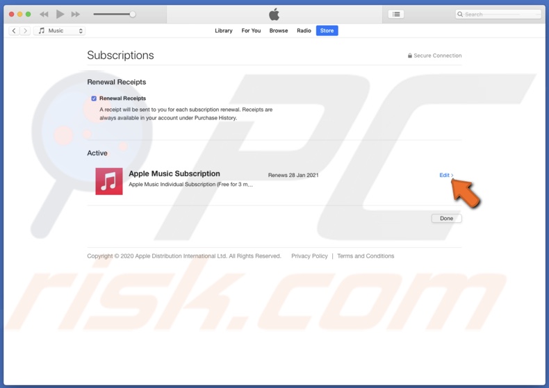 Edit iTunes subscription