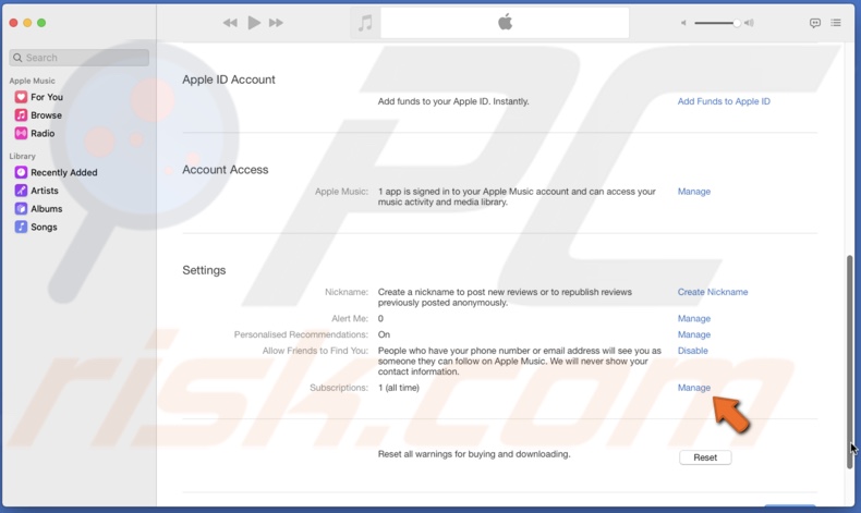 Manage Apple Music subscriptions