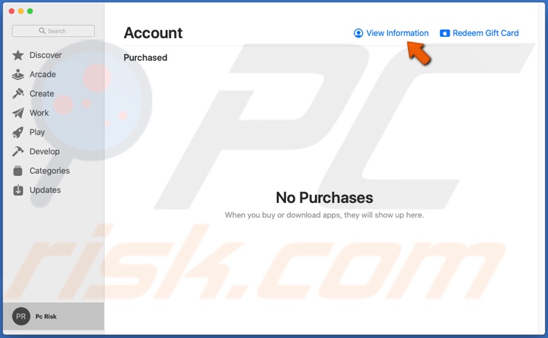 View App Store account information