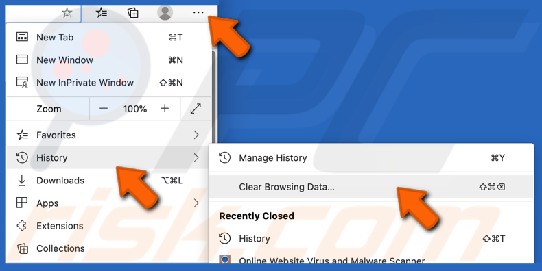 Clear browsing history in Microsoft Edge