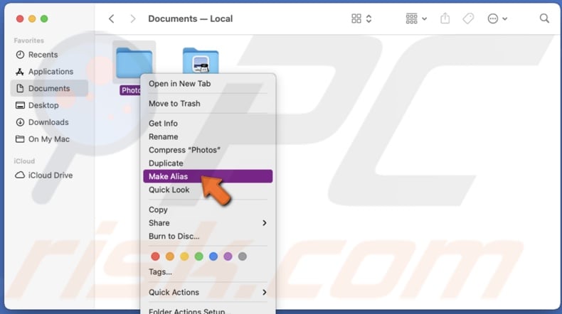 Make alias using quick menu