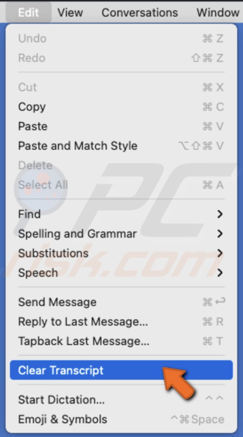 Clear conversation transcript